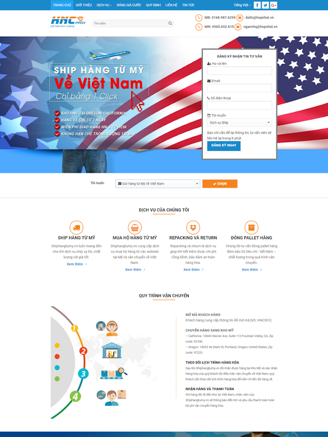 Landing Page công ty chuyển phát, ship hàng